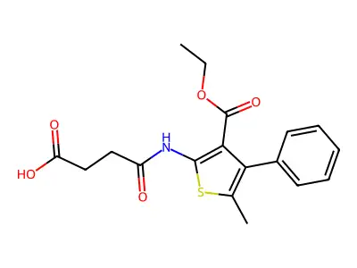 4-{[3-(Ethoxycarbonyl)-5-methyl-4-phenyl-2-thienyl]amino}-4-oxobutanoic acid structure