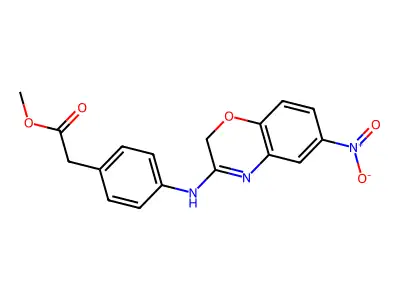 Benzeneacetic acid, 4-((6-nitro-2H-1,4-benzoxazin-3-yl)amino)-, methyl ester structure
