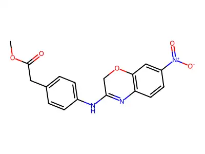 Benzeneacetic acid, 4-(7-nitro-2H-1,4-benzoxazin-3-yl)amino-, methyl ester structure