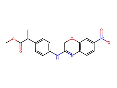 Methyl alpha-methyl-4-((7-nitro-2H-1,4-benzoxazin-3-yl)amino)benzeneacetate structure
