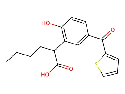 Benzeneacetic acid, alpha-butyl-2-hydroxy-5-(2-thienylcarbonyl)- structure