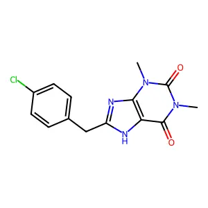 2,3,6,7-Tetrahydro-1,3-dimethyl-8-((4-chlorophenyl)methyl)-1H-purine-2,6-dione structure
