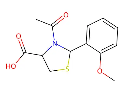 3-Acetyl-2-(2-methoxyphenyl)thiazolidine-4-carboxylic acid structure