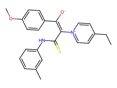 Pyridinium, 4-ethyl-1-[2-hydroxy-2-(4-methoxyphenyl)-1-[[(3-methylphenyl)amino]thioxomethyl]ethenyl]-, inner salt structure