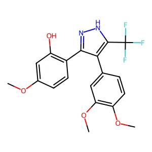 2-(4-(3,4-dimethoxyphenyl)-5-(trifluoromethyl)-1H-pyrazol-3-yl)-5-methoxyphenol structure