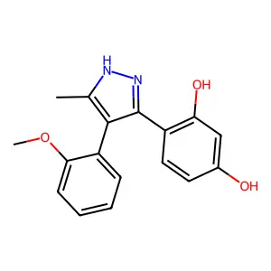 4-(4-(2-methoxyphenyl)-5-methyl-1H-pyrazol-3-yl)benzene-1,3-diol structure