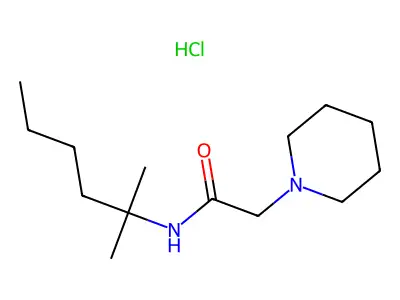 1-Piperidineacetamide, N-(1,1-dimethylpentyl)-, hydrochloride structure