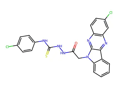 6H-Indolo(2,3-b)quinoxaline-6-acetic acid, 2-chloro-, 2-(((4-chlorophenyl)amino)thioxomethyl)hydrazide structure