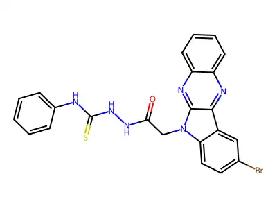 6H-Indolo(2,3-b)quinoxaline-6-acetic acid, 9-bromo-, 2-((phenylamino)thioxomethyl)hydrazide structure