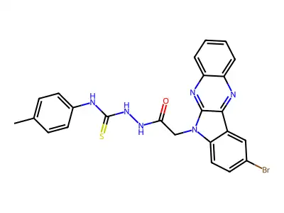 6H-Indolo(2,3-b)quinoxaline-6-acetic acid, 9-bromo-, 2-(((4-methylphenyl)amino)thioxomethyl)hydrazide structure