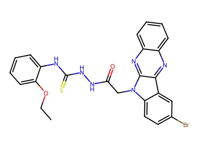 6H-Indolo(2,3-b)quinoxaline-6-acetic acid, 9-bromo-, 2-(((2-ethoxyphenyl)amino)thioxomethyl)hydrazide structure