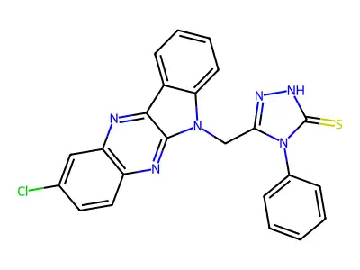 3H-1,2,4-Triazole-3-thione, 2,4-dihydro-5-((2-chloro-6H-indolo(2,3-b)quinoxalin-6-yl)methyl)-4-phenyl- structure