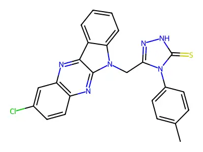 3H-1,2,4-Triazole-3-thione, 2,4-dihydro-5-((2-chloro-6H-indolo(2,3-b)quinoxalin-6-yl)methyl)-4-(4-methylphenyl)- structure