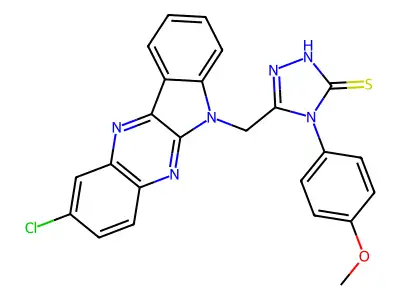 3H-1,2,4-Triazole-3-thione, 2,4-dihydro-5-((2-chloro-6H-indolo(2,3-b)quinoxalin-6-yl)methyl)-4-(4-methoxyphenyl)- structure