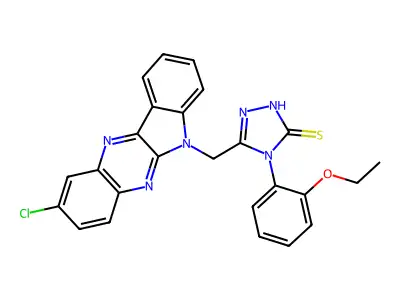 3H-1,2,4-Triazole-3-thione, 2,4-dihydro-5-((2-chloro-6H-indolo(2,3-b)quinoxalin-6-yl)methyl)-4-(2-ethoxyphenyl)- structure