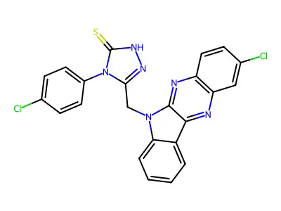 3H-1,2,4-Triazole-3-thione, 2,4-dihydro-5-((2-chloro-6H-indolo(2,3-b)quinoxalin-6-yl)methyl)-4-(4-chlorophenyl)- structure