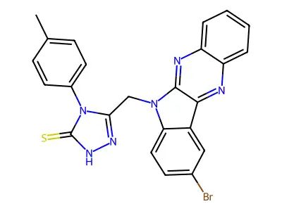 3H-1,2,4-Triazole-3-thione, 2,4-dihydro-5-((9-bromo-6H-indolo(2,3-b)quinoxalin-6-yl)methyl)-4-(4-methylphenyl)- structure