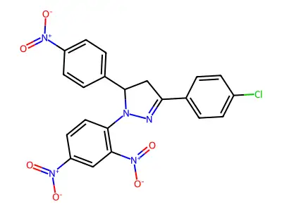2-Pyrazoline, 3-(4-chlorophenyl)-1-(2,4-dinitrophenyl)-5-(4-nitrophenyl)- structure