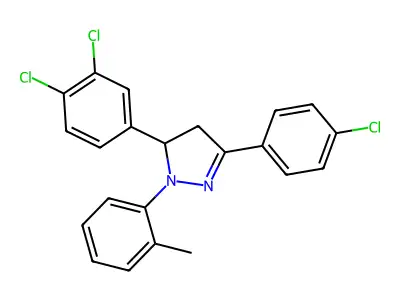 2-Pyrazoline, 3-(4-chlorophenyl)-5-(3,4-dichlorophenyl)-1-(2-methylphenyl)- structure