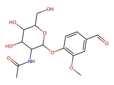 N-[2-(4-formyl-2-methoxyphenoxy)-4,5-dihydroxy-6-(hydroxymethyl)oxan-3-yl]acetamide structure