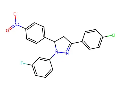 2-Pyrazoline, 3-(4-chlorophenyl)-1-(3-fluorophenyl)-5-(4-nitrophenyl)- structure