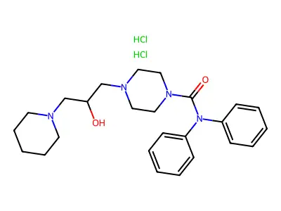 1-(Diphenylcarbamoyl)-4-(2-hydroxy-3-piperidinopropyl)piperazine dihydrochloride structure