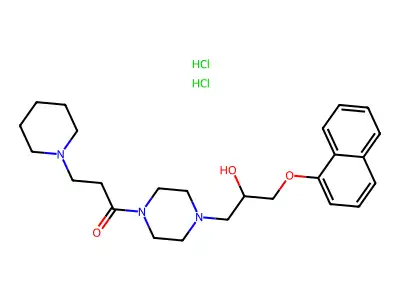 1-(3-Piperidinopropionyl)-4-(2-hydroxy-3-(alpha-naphthyloxy)propyl)piperazine dihydrochloride structure
