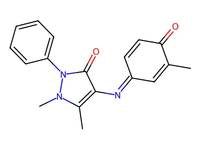 1,5-dimethyl-4-[(3-methyl-4-oxocyclohexa-2,5-dienyliden)amino]-2-phenyl-2,3-dihydro-1H-pyrazol-3-one structure