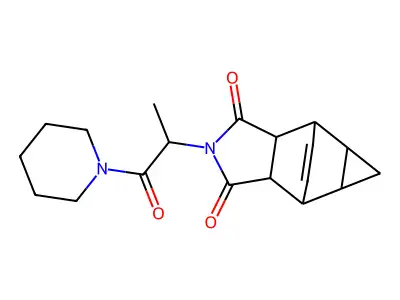 2-(1-oxo-1-(piperidin-1-yl)propan-2-yl)-4,4a,5,5a,6,6a-hexahydro-4,6-ethenocyclopropa[f]isoindole-1,3(2H,3aH)-dione structure