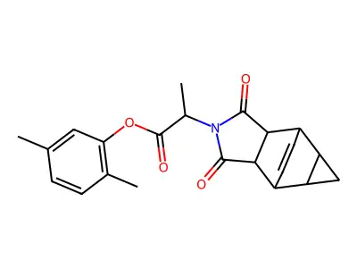2,5-dimethylphenyl 2-(1,3-dioxooctahydro-4,6-ethenocyclopropa[f]isoindol-2(1H)-yl)propanoate structure