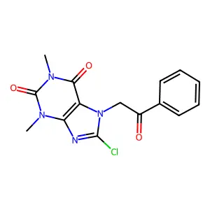 8-chloro-1,3-dimethyl-7-(2-oxo-2-phenylethyl)-3,7-dihydro-1H-purine-2,6-dione structure