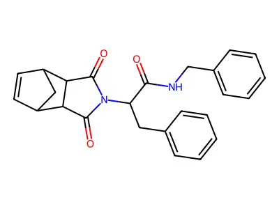 N-benzyl-2-(1,3-dioxo-1,3,3a,4,7,7a-hexahydro-2H-4,7-methanoisoindol-2-yl)-3-phenylpropanamide structure