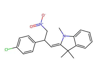 2-[2-(4-chlorophenyl)-3-nitropropylidene]-1,3,3-trimethyl-2,3-dihydro-1H-indole structure