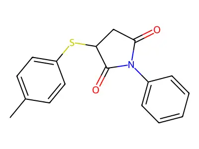 2,5-Pyrrolidinedione, 3-[(4-methylphenyl)thio]-1-phenyl- structure