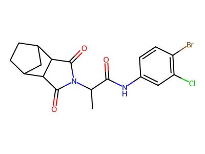 N-(4-bromo-3-chlorophenyl)-2-(1,3-dioxooctahydro-2H-4,7-methanoisoindol-2-yl)propanamide structure