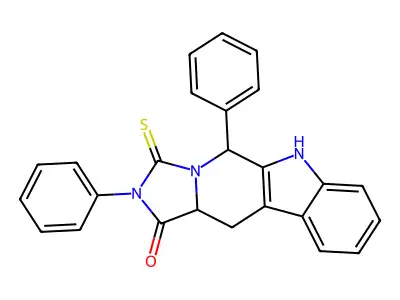 2,5-diphenyl-3-thioxo-2,3,5,6,11,11a-hexahydro-1H-imidazo[1',5':1,6]pyrido[3,4-b]indol-1-one structure