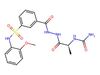 3-[[(2-Methoxyphenyl)amino]sulfonyl]benzoic acid 2-[2-[(aminocarbonyl)amino]-1-oxopropyl]hydrazide structure