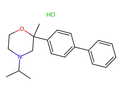 Morpholine, 2-(1,1'-biphenyl)-4-yl-2-methyl-4-(1-methylethyl)-, hydrochloride structure