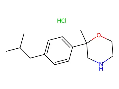Morpholine, 2-methyl-2-(4-(2-methylpropyl)phenyl)-, hydrochloride structure
