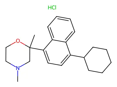 2-(4-Cyclohexylnaphthalen-1-yl)-2,4-dimethylmorpholine--hydrogen chloride (1/1) structure