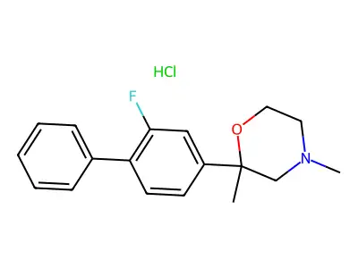 Morpholine, 2-(2-fluoro(1,1'-biphenyl)-4-yl)-2,4-dimethyl-, hydrochloride structure