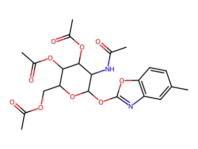 [5-acetamido-3,4-diacetyloxy-6-[(5-methyl-1,3-benzoxazol-2-yl)oxy]oxan-2-yl]methyl acetate structure
