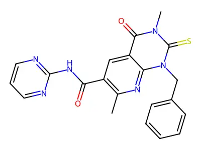 Pyrido(2,3-d)pyrimidine-6-carboxamide, 1,2,3,4-tetrahydro-1-benzyl-3,7-dimethyl-4-oxo-N-(2-pyrimidinyl)-2-thioxo- structure