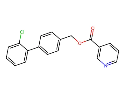 3-Pyridinecarboxylic acid, (2'-chloro(1,1'-biphenyl)-4-yl)methyl ester structure