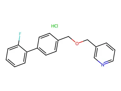 Pyridine, 3-(((2'-fluoro(1,1'-biphenyl)-4-yl)methoxy)methyl)-, hydrochloride structure