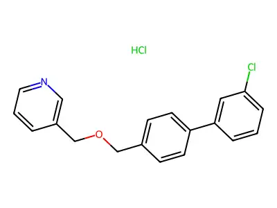 Pyridine, 3-(((3'-chloro(1,1'-biphenyl)-4-yl)methoxy)methyl)-, hydrochloride structure