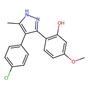 2-(4-(4-chlorophenyl)-5-methyl-1H-pyrazol-3-yl)-5-methoxyphenol structure