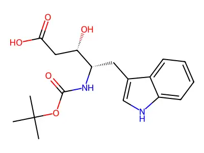 Boc-(3S,4S)-4-amino-3-hydroxy-5-(1H-indol-3-YL)-pentanoic acid structure
