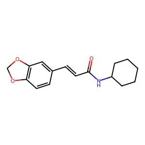 (E)-3-(1,3-benzodioxol-5-yl)-N-cyclohexylprop-2-enamide structure