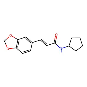 (E)-3-(1,3-benzodioxol-5-yl)-N-cyclopentylprop-2-enamide structure